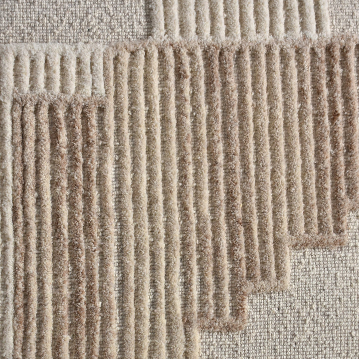 Fluted Textured Wool Wall Art — Raised linear rows form an architectural pattern in ivory and beige.