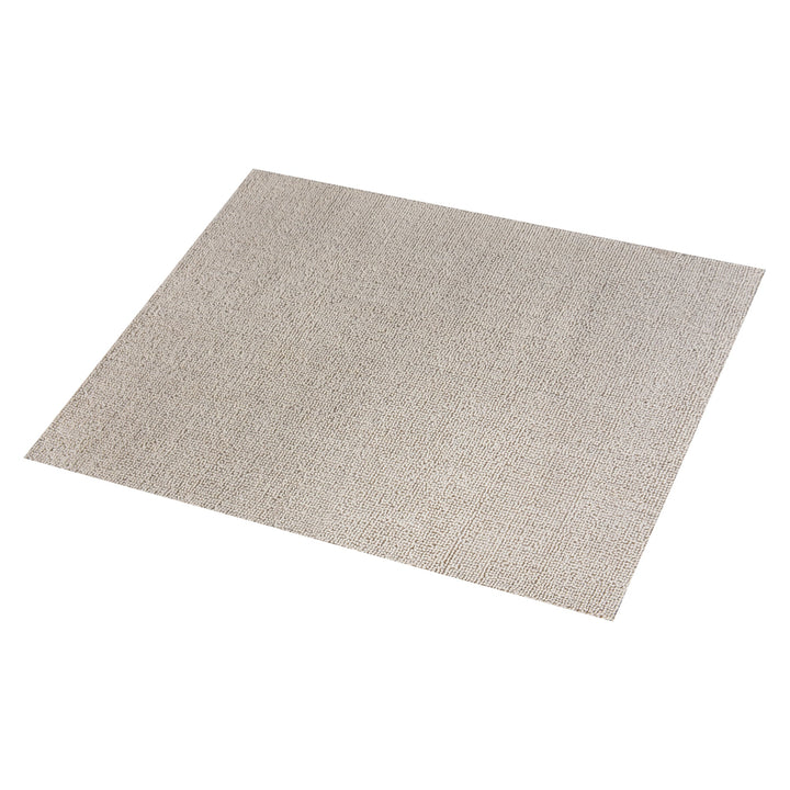 Lakeer handwoven ridged wool rug in oatmeal, tone on tone, in a bedroom