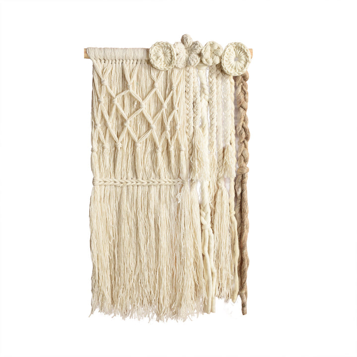 Ivory Rosette Handknitted Wool Wall Hanging