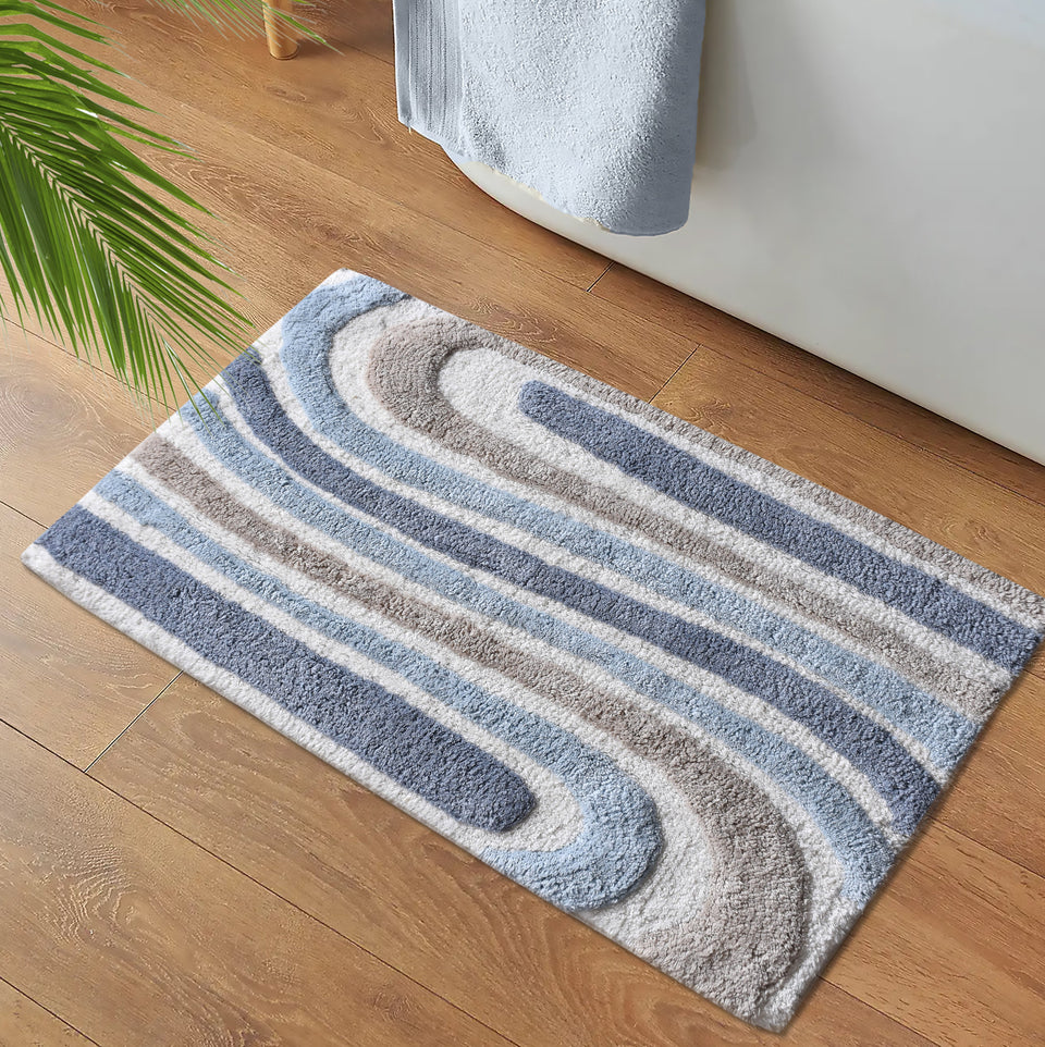Tidal Stripe Cotton Bath Rug