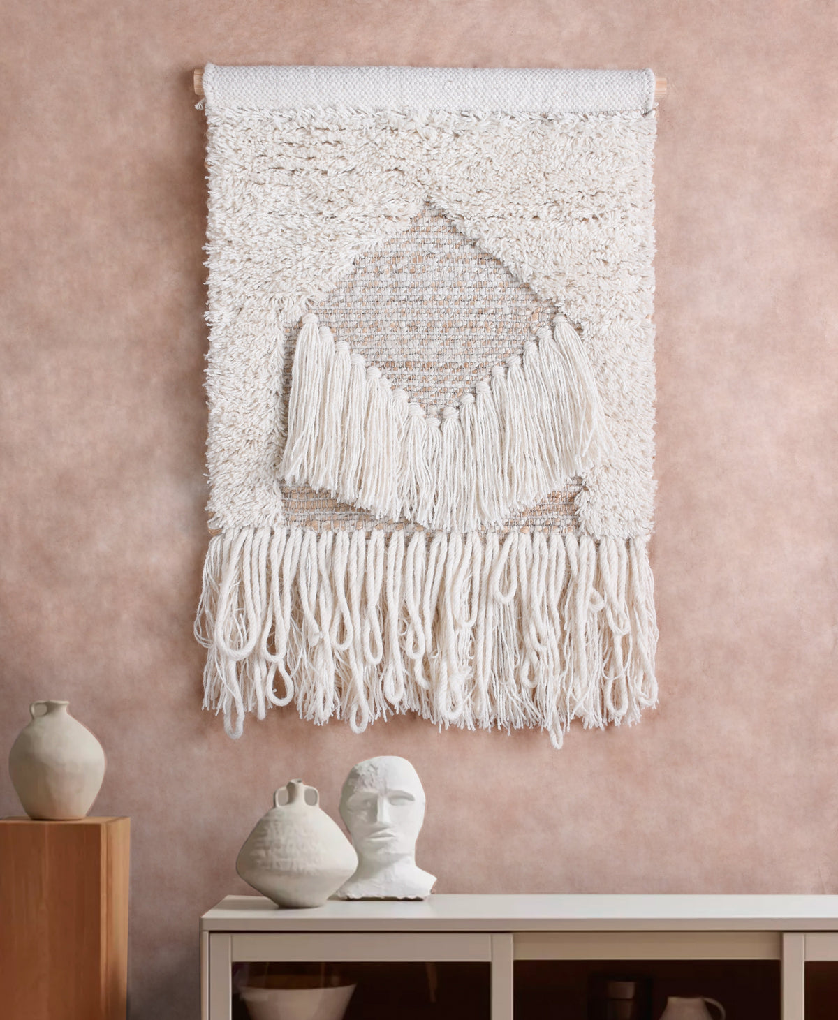 Diamond Drift Handwoven Jute & Wool Wall Hanging