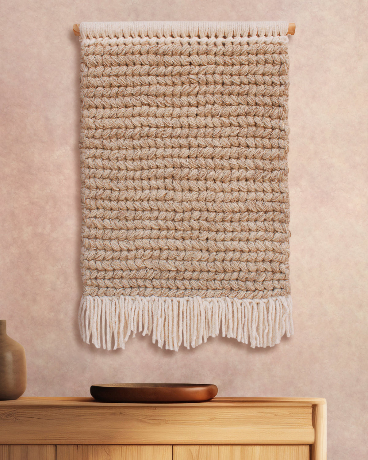 Oat Loop Handknitted Wool Wall Hanging
