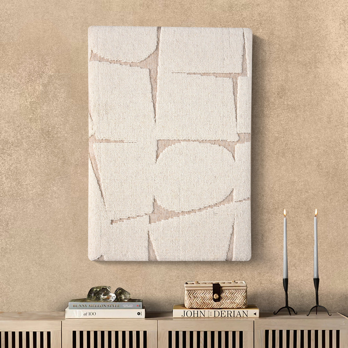 Quiet Geometry Textured Wool & Viscose Wall Art