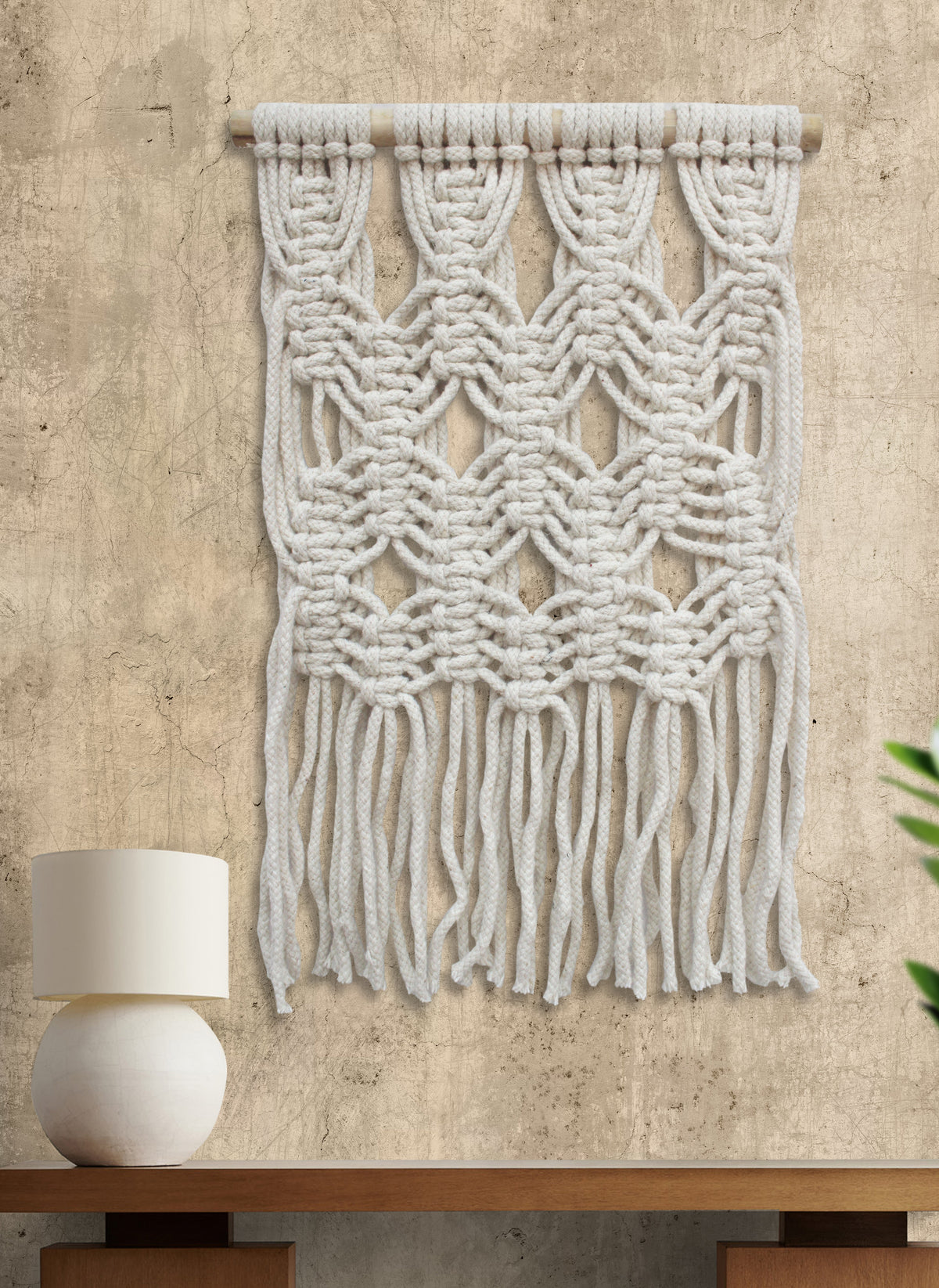 Cascading Loops Handknitted Wool Wall Hanging