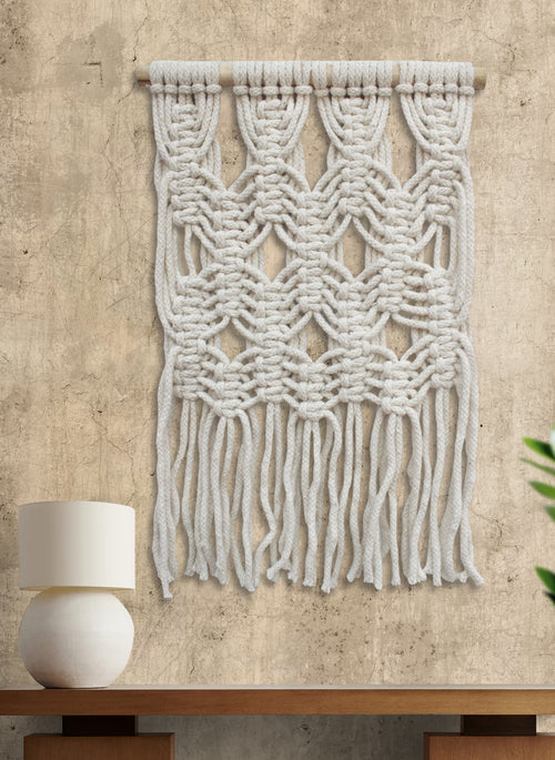 Cascading Loops Handknitted Wool Wall Hanging
