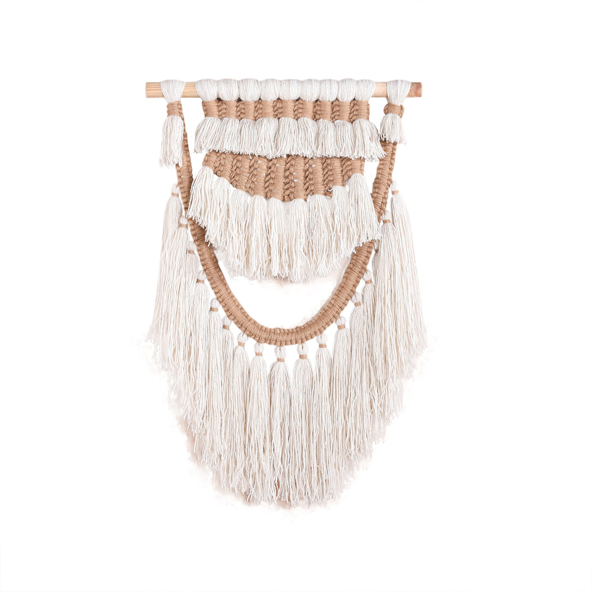 Scalloped Arc Handknitted Wool & Jute Wall Hanging