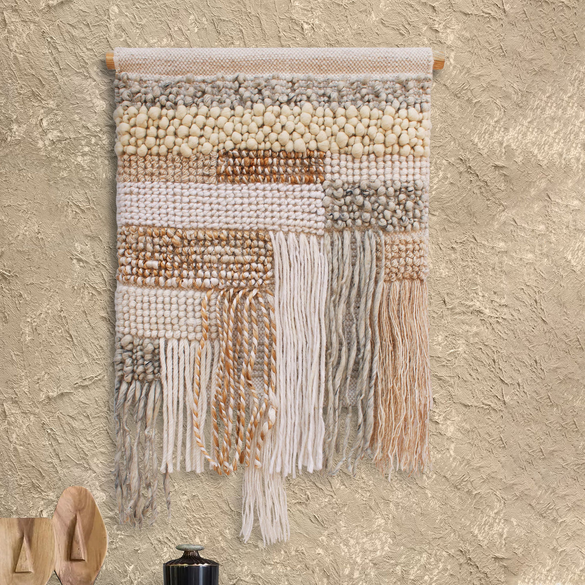 Earthline Weave Handwoven Wool & Jute Wall Hanging