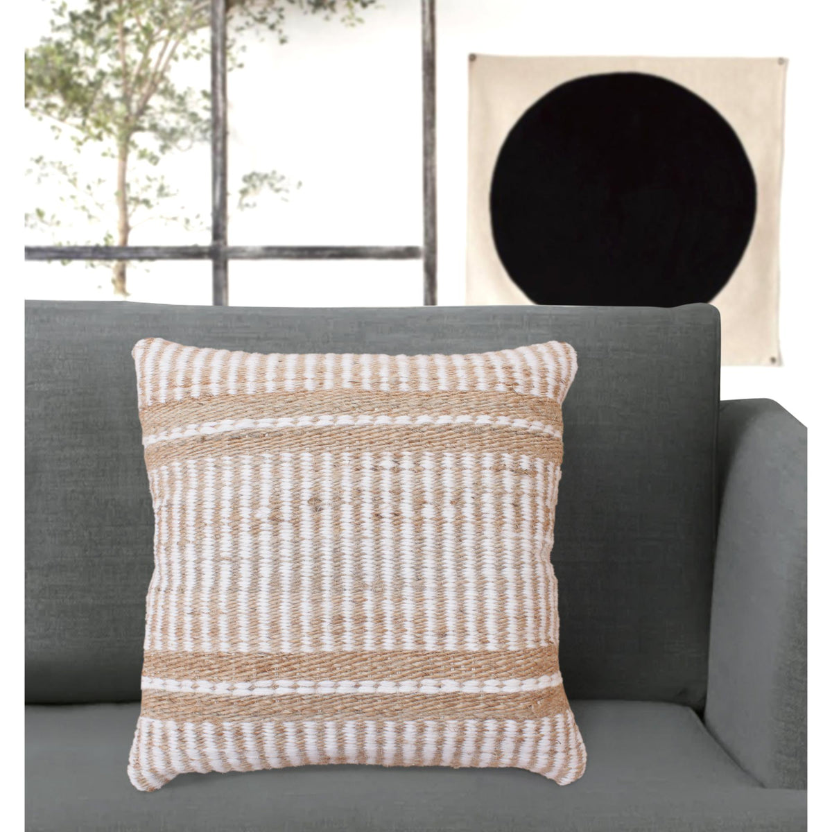 Sandbar Handwoven Jute & Wool Cushion