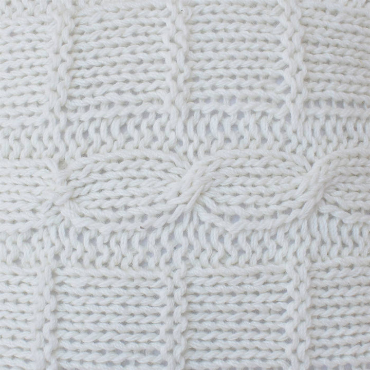 Loopwork Handknitted New Zealand Wool Cushion — An open, looped ivory pattern creates an airy knitted texture.