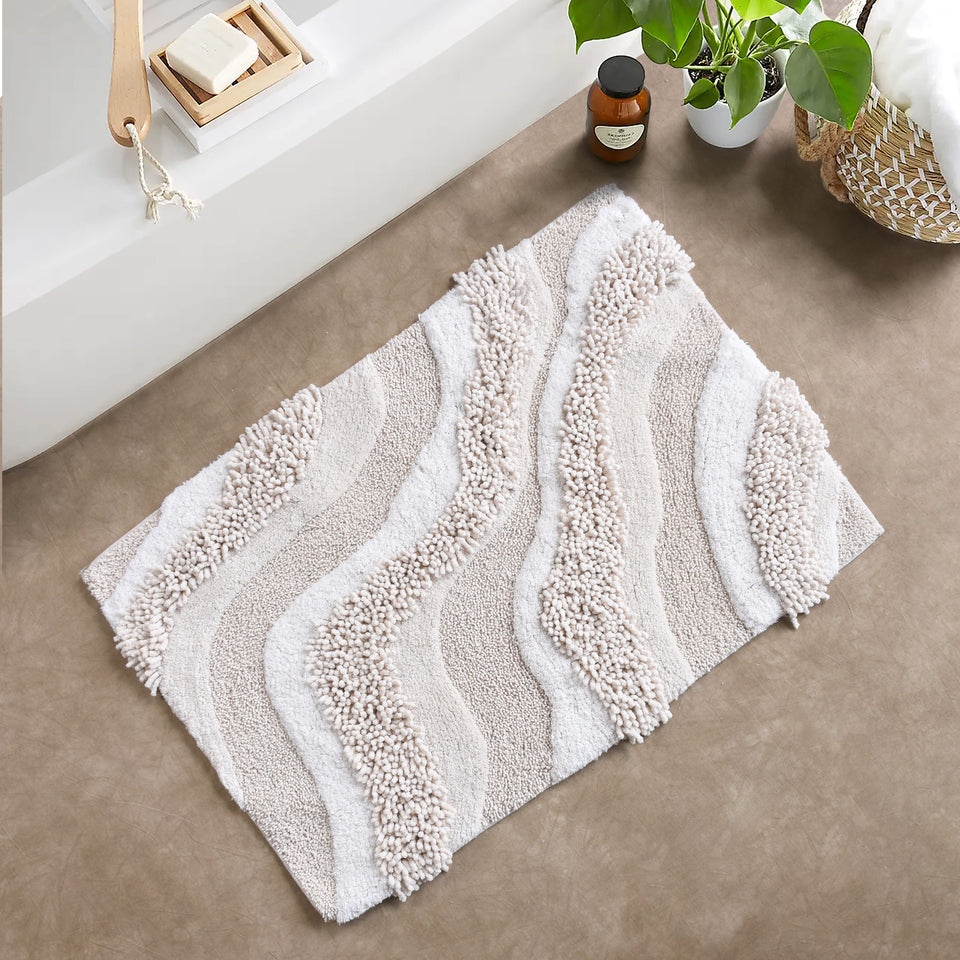 Natural Ripple Cotton Bath Rug