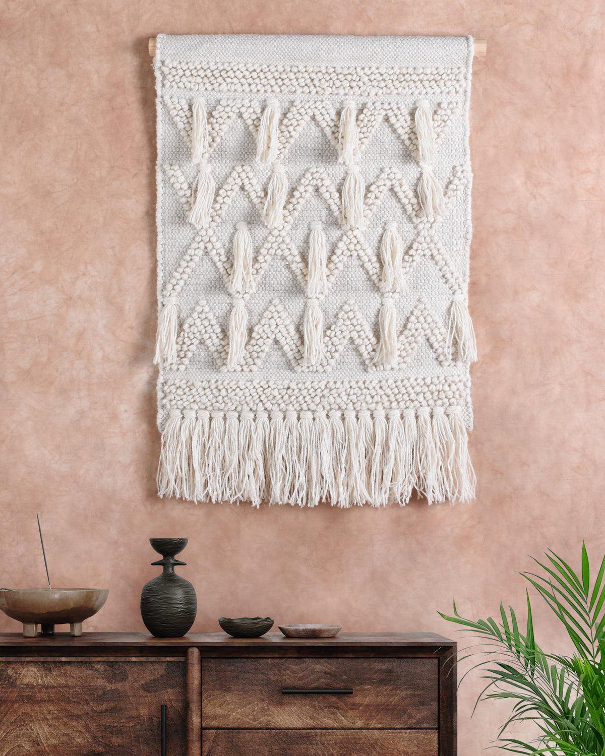 Petal Fold Handwoven Wool Wall Hanging