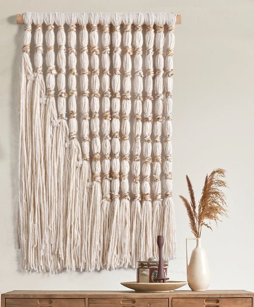Beaded Ladder Wool & Jute Wall Hanging