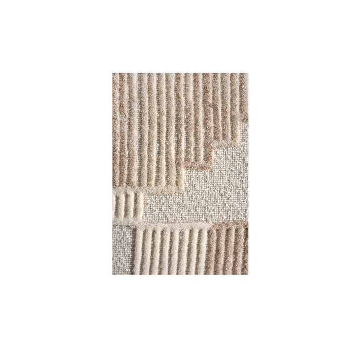 Fluted Textured Wool Wall Art — Raised linear rows form an architectural pattern in ivory and beige.