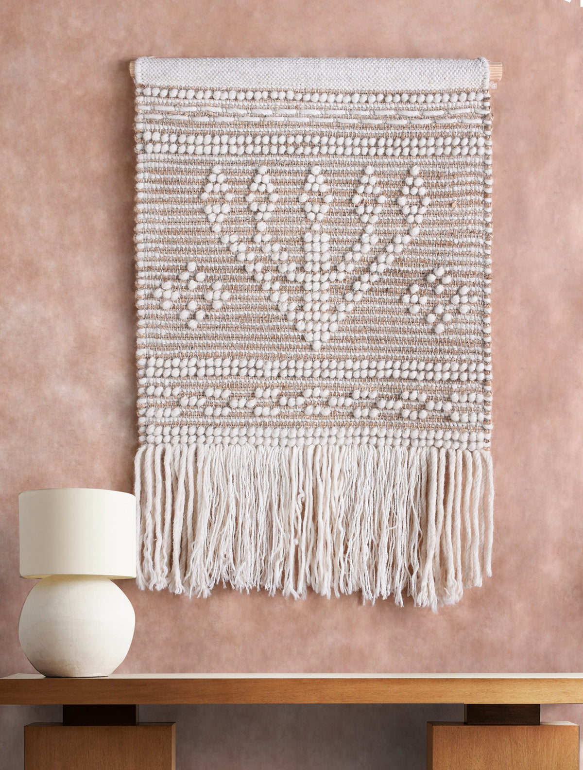 Diamond Stitch Handwoven Jute & Wool Wall Hanging