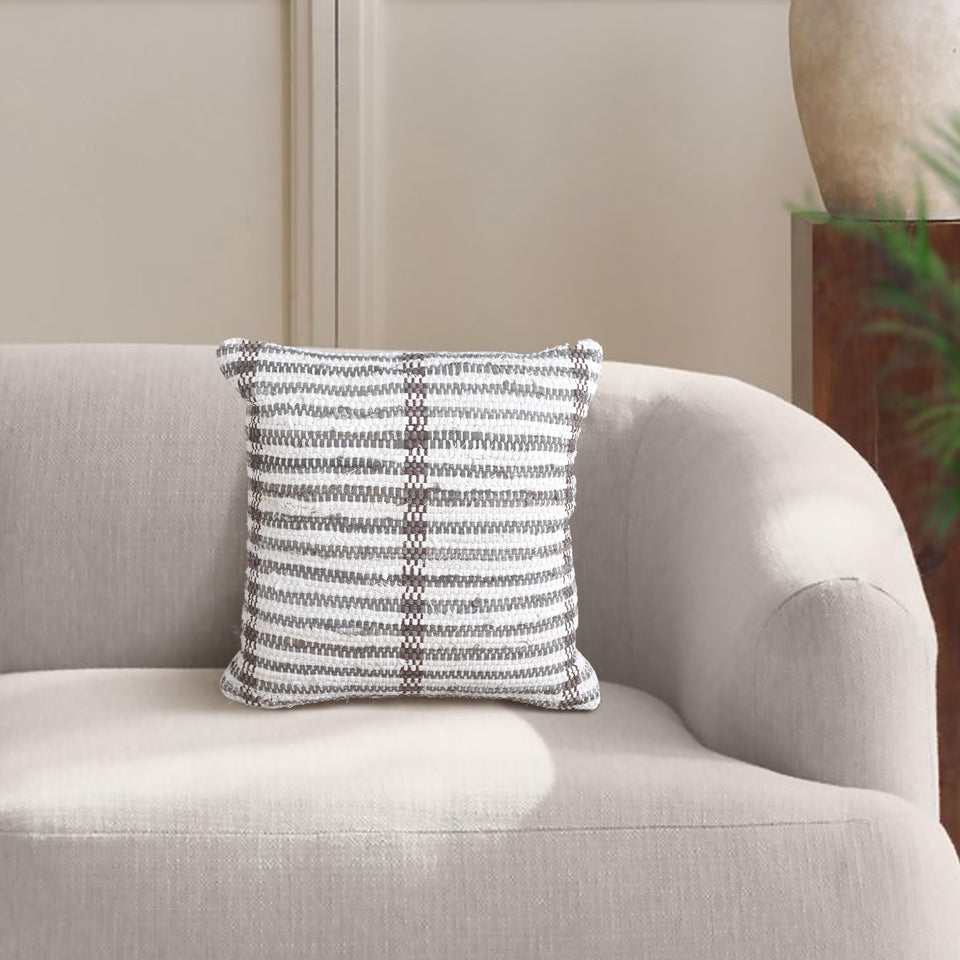 Denim Pinstripe Handwoven Cotton Denim Cushion
