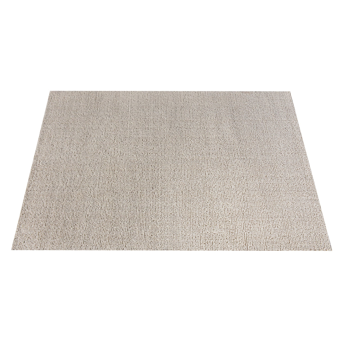 Lakeer handwoven ridged wool rug in oatmeal, tone on tone, in a bedroom
