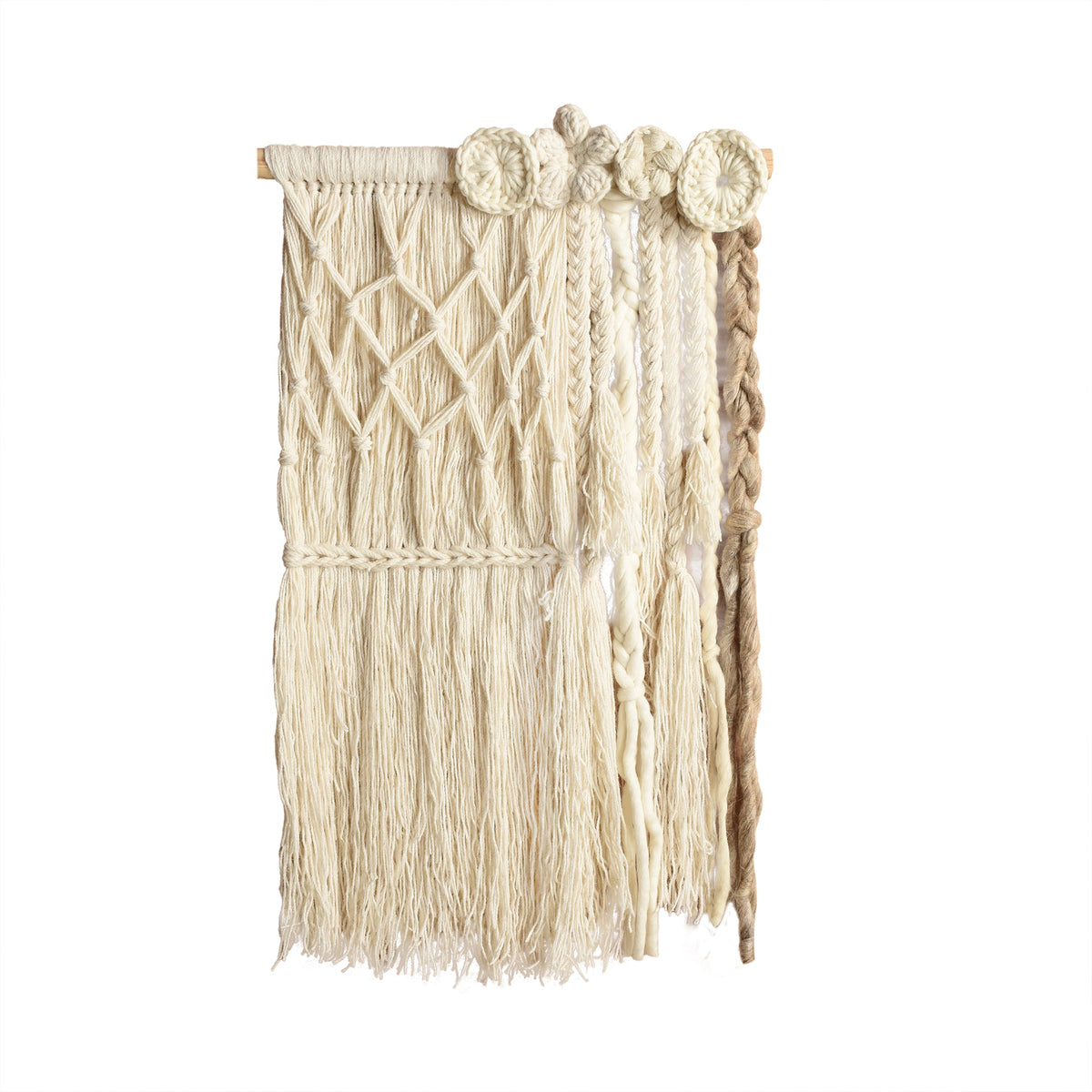 Ivory Rosette Handknitted Wool Wall Hanging