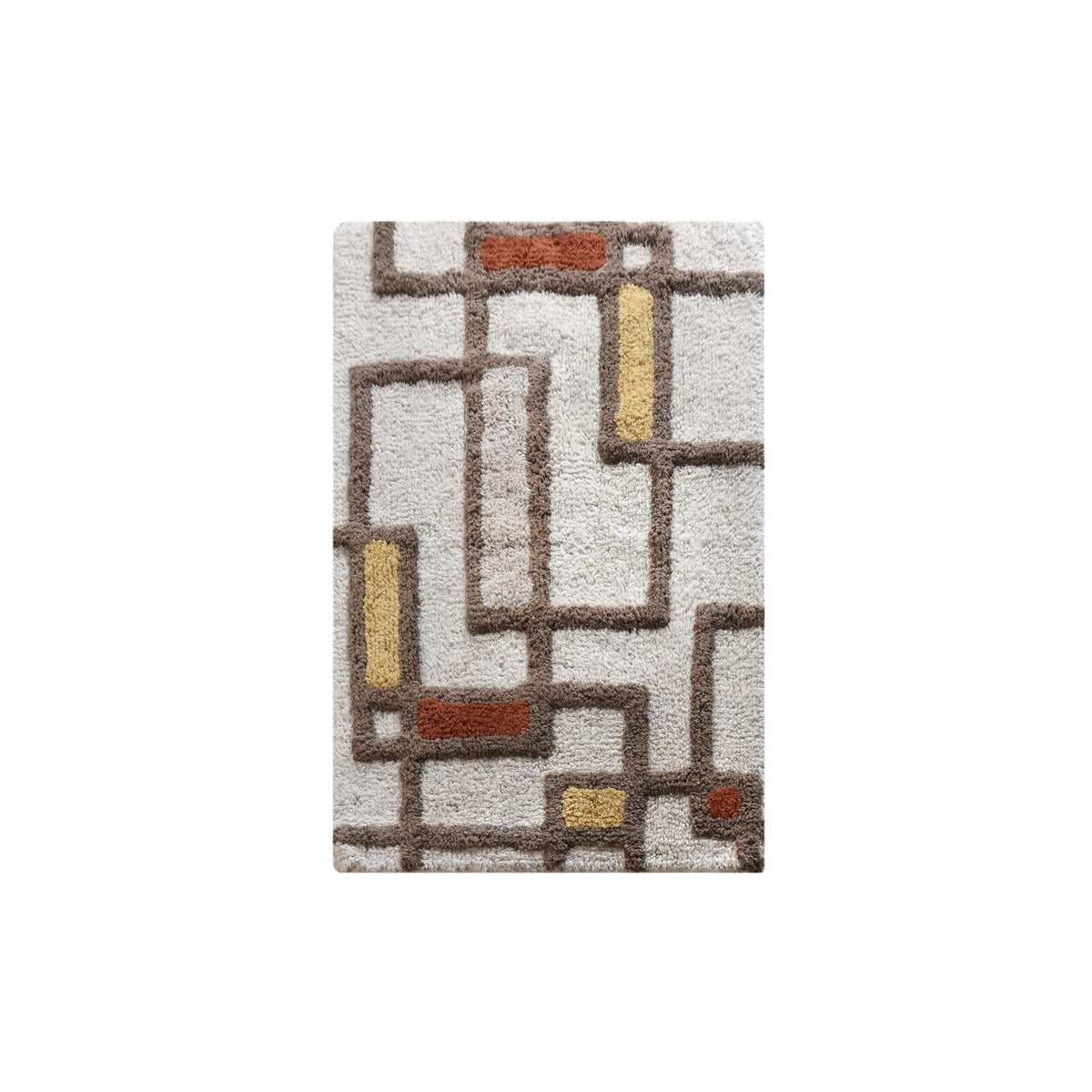 Ochre Grid Cotton Bath Rug