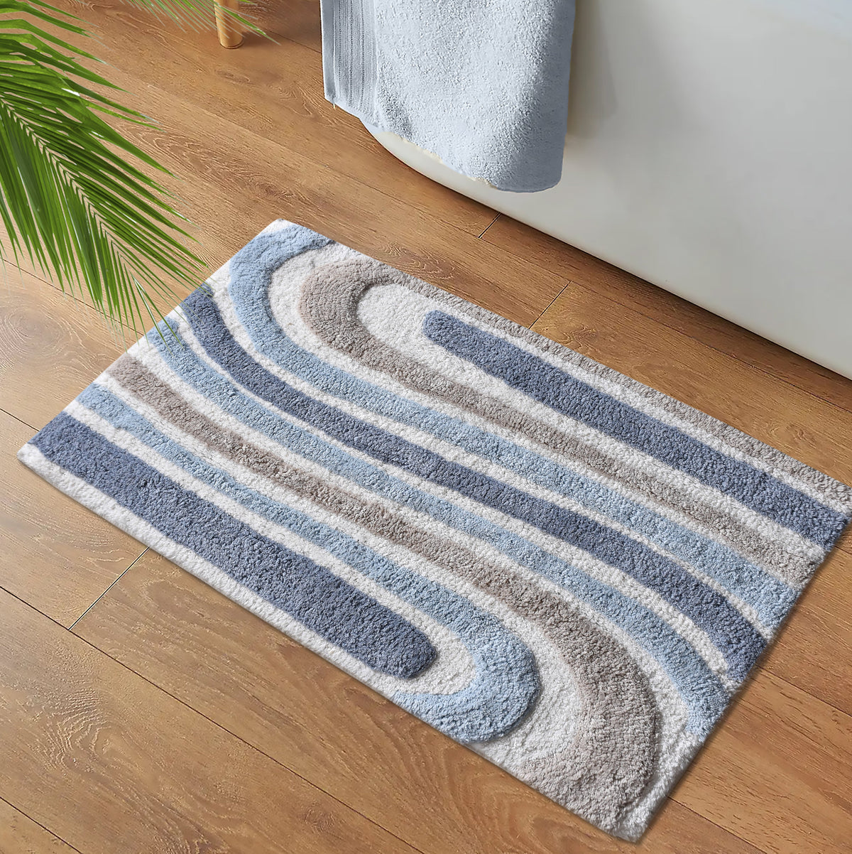 Tidal Stripe Cotton Bath Rug
