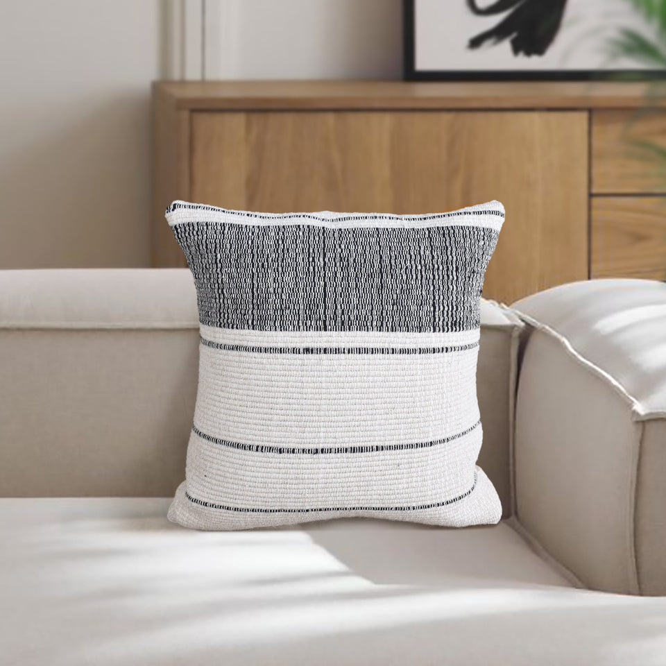Charcoal Horizon Handwoven Wool Cushion
