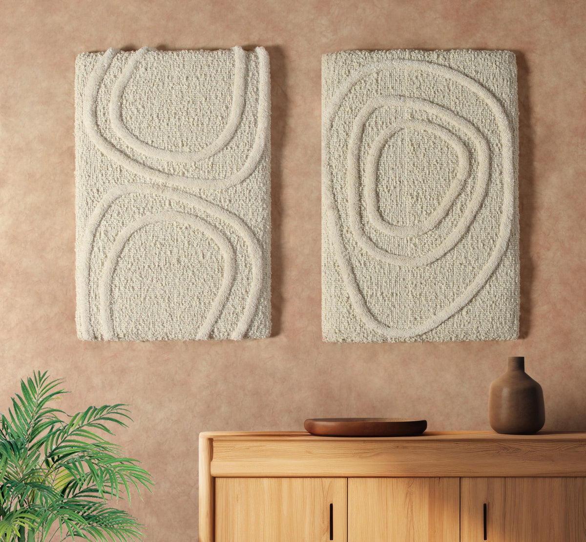 Ivory Rhythm Wool Wall Art — Set of Two