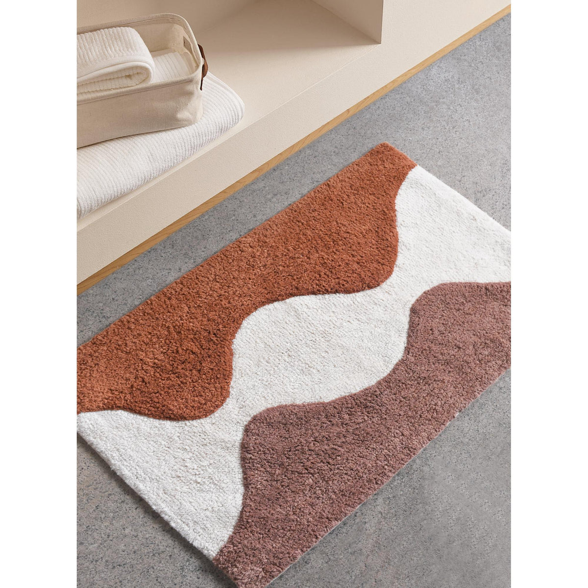 Terracotta Bend Cotton Bath Rug
