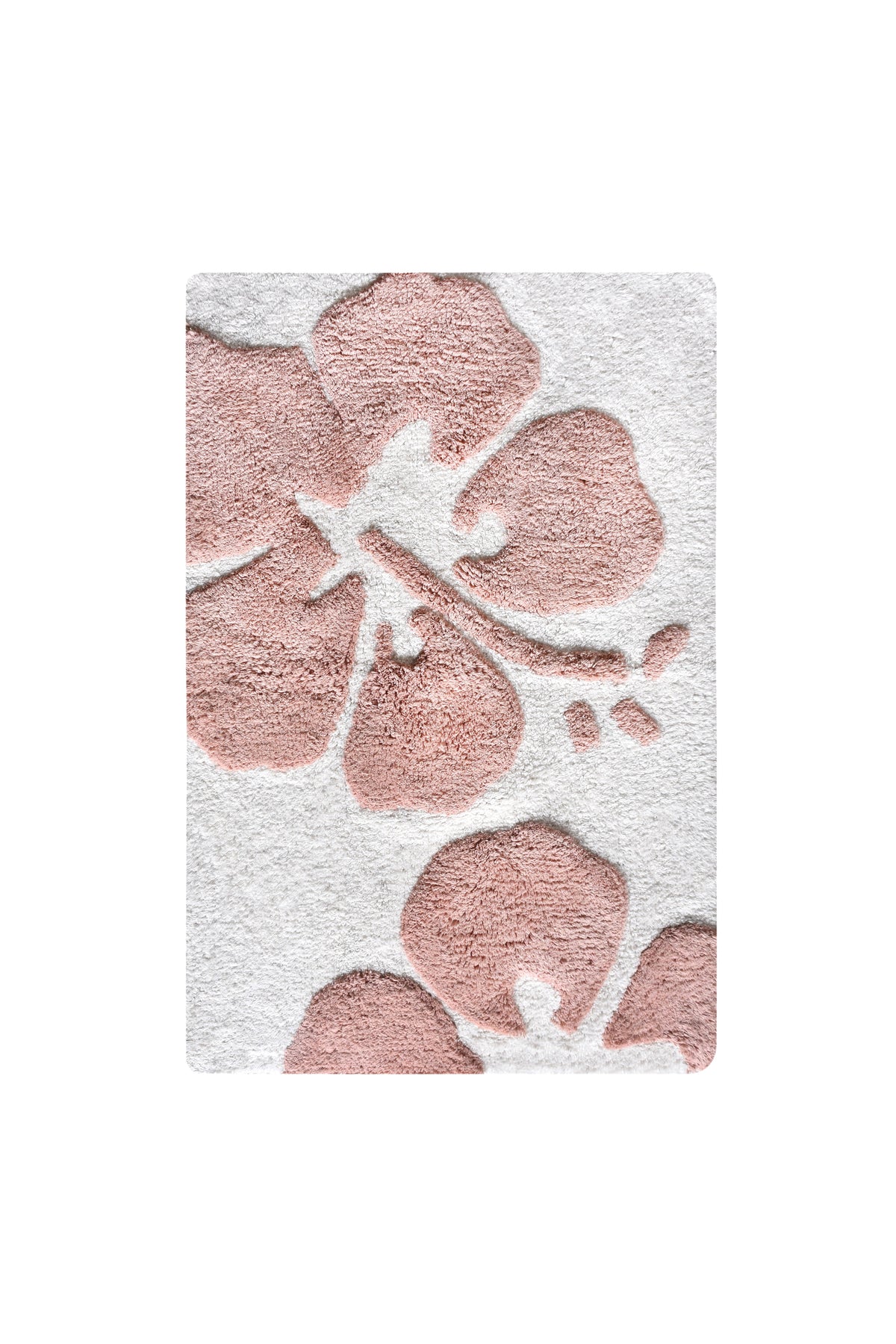 Peach Hibiscus Cotton Bath Rug