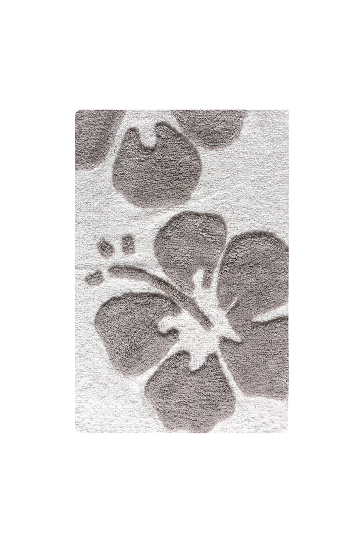 Peach Hibiscus Cotton Bath Rug